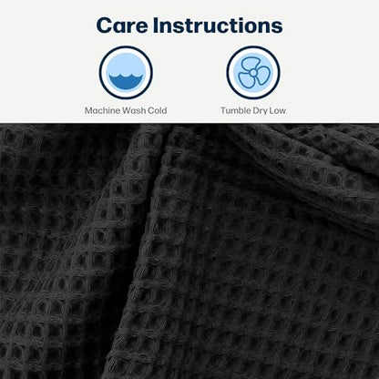 Stoneberry Home® 6-Piece Waffle Towel Set Cotton Black - color: Black