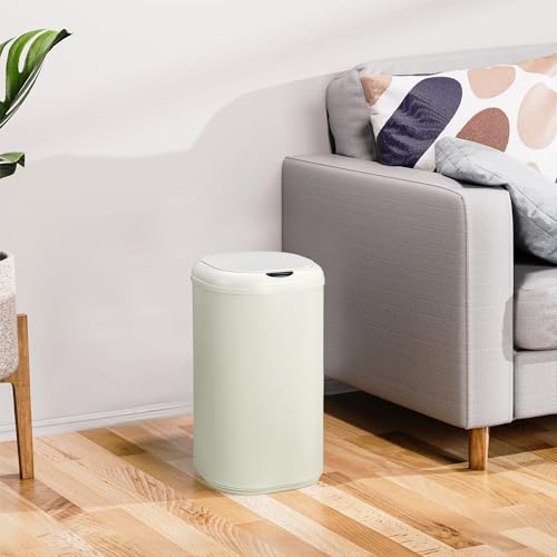 8 Gallon Smart Sensor Trash Can, Touchless Automatic Stainless Steel Waste Bin with Lid, 30L Capacity for Kitchen, Bathroom, Office, Sleek Beige Design, Energy-Efficient Operation