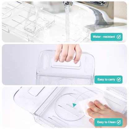 Expandable Bathtub Tray Caddy, Clear Bath Tray for Tub for Bath Relaxing, Foldable Bath Table Trays, Bathtub & Bathroom Accessories for Women Gift, Anniversary or Wedding Gifts, New Home