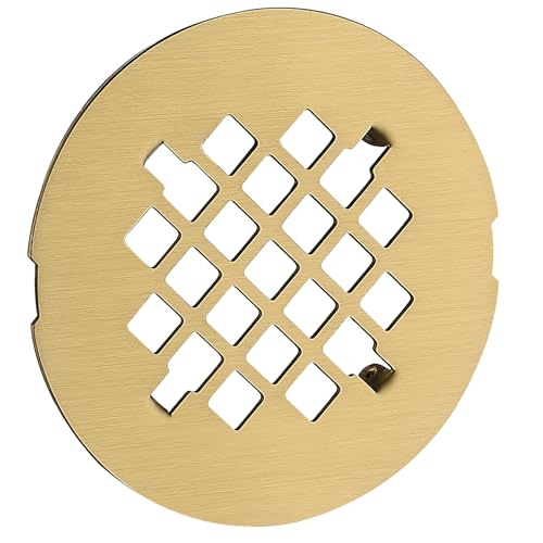 4-1/4 inches Snap-On Round Shower Drain Cover, Stainless Steel (Brushed Gold) - color: Brushed Gold