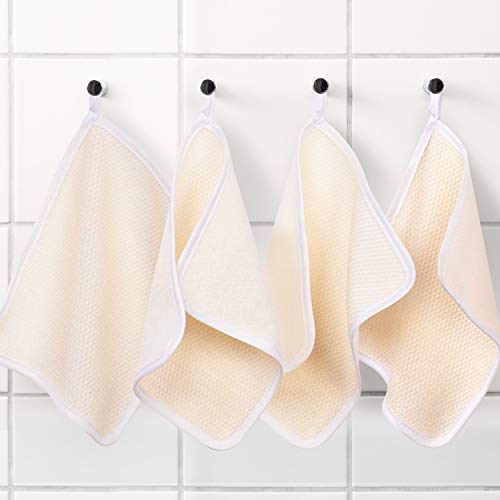 Tatuo 10 Count Exfoliating Wash Cloths for Body and Face Facial Bath Scrub Soft Weave Loofah Towel Exfoliate Bath Towel Remove Dead Skin Wash Cloth for Women Man (White Edge) - color: White Edge
