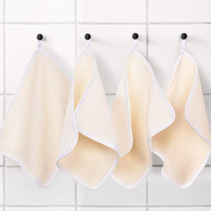 Tatuo 10 Count Exfoliating Wash Cloths for Body and Face Facial Bath Scrub Soft Weave Loofah Towel Exfoliate Bath Towel Remove Dead Skin Wash Cloth for Women Man (White Edge) - color: White Edge