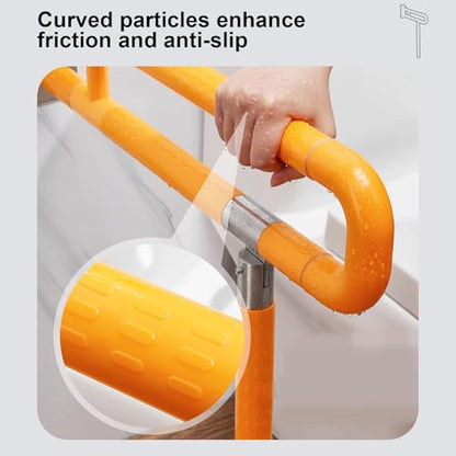 Toilet Grab Bar 24 Inch, Foldable Toilet Grab, Foldable Toilet Grab Bar with Particle Texture, Stainless Steel Knurled Handicap Safety Handrails for Disabled Elderly Pregnant Yellow - color: Yellow