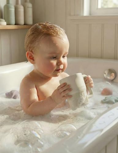Roslim Silicone Baby Bath Rinse Cup, Shampoo & Body Rinser with Easy-Grip Handle for Rinsing Hair and Body Washing, Lightweight, Non-Toxic for Babies, Toddlers, Kids (White) - color: Cloud Dancer White