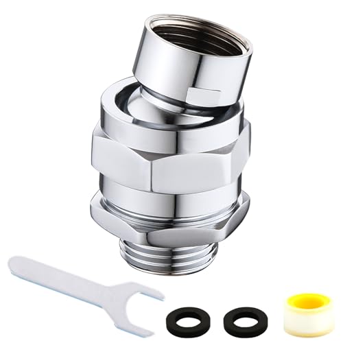 Heavy Duty Shower Head Swivel Ball Adapter, Solid Brass Shower Head Swivel Adapter Chrome Polished, Adjustable Shower Arm Connector Universal Shower Assembly Shower Arm Extension... - color: 360 degrees