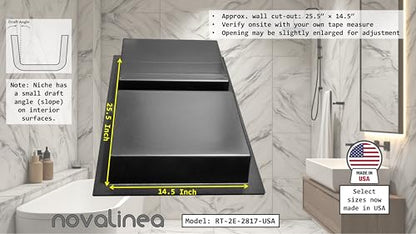 Ready-to-Tile Rectangular Shower Niche – 28" x 17" Double Equal Shelves – Made in USA – Recessed Bathroom Storage - size: 28" x 17" Double Equal Shelves (USA)