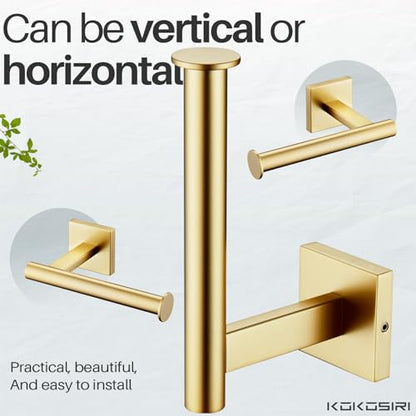 KOKOSIRI Toilet Paper Holder Tissue Paper Dispenser for Bathroom Toilet Roll Holder Wall Mounted, Brushed Gold Stainless Steel B2008BG - color: Brushed Gold, size: Vertical