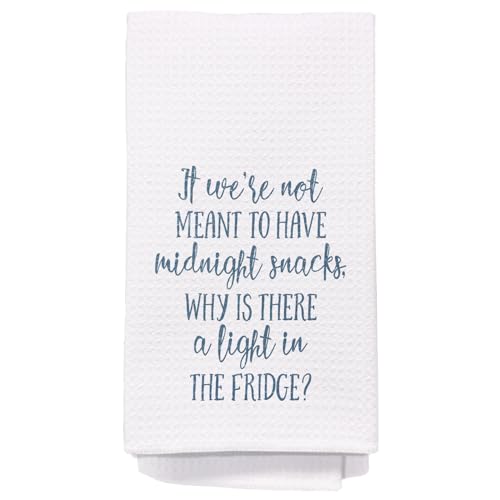 Funny Kitchen Towels, Trendy Blue Dish Tea Towels for Kitchen Dining Room, If We're Not Meant to Have Midnight Snacks Humorous Quote Decorative Hand Towels, 16x24 Inch - color: Funny Kitchen