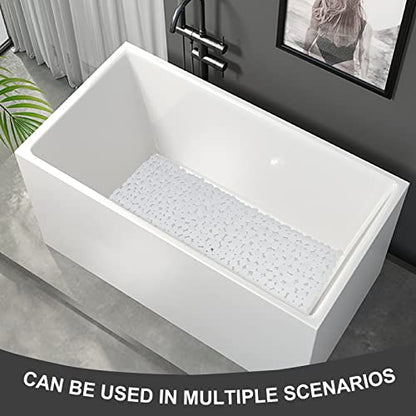 SONGZIMING Pebble Bath Mat for Bathtub to Anti Slip Bathtub Mat in Shower with 16 Inches by 35 Inches (White) - color: White