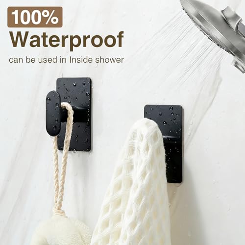 pickpiff Adhesive Towel Hooks: 20LB Extra Strong Wall Hanger, Black 4 Pack - color: Black, size: 4 Pack