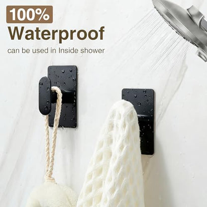 pickpiff Adhesive Towel Hooks: 20LB Extra Strong Wall Hanger, Black 4 Pack - color: Black, size: 4 Pack