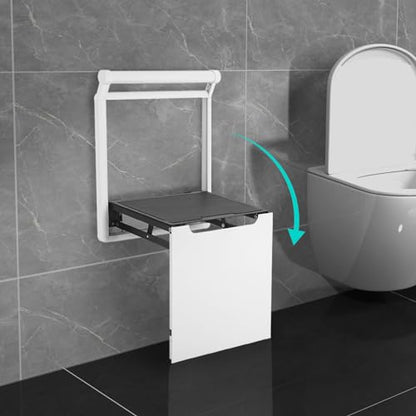 Folding Shower Seat Wall Mounted, Home Care Bathroom Bathtub Safety Stool, Anti-Slip Secure Foldable Shower Bench for The Seniors Disabled Pregnant Handicapped (About 330.7 Lbs), Space-Saving