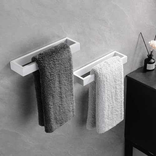 GERZWY Bath Towel Holder Stainless Steel Towel Hanger Wall Mount Towel Ring for Bathroom 2 Pack, White - color: White