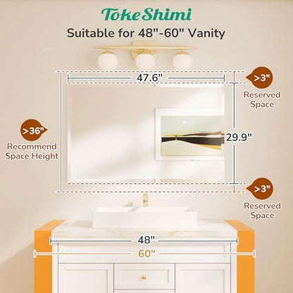 48x30 Frameless Bathroom Mirror Rectangle, Tempered Beveled Mirror for Bathroom Vanity with 1" Beveled Edge, Shatterproof Modern Wall Mirrored for Living Room, Entryway, Restroom - size: 30"L x 48"W, style: Beveled