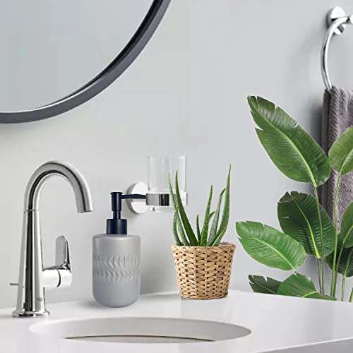 Gray Soap Dispenser with Matte Black Pump for Bathroom,Cylindrical Lotion Dispenser,12oz Ceramic Relief Hand Dish Soap Dispenser,Refillable Liquid Dispenser for Kitchen (Relief Gray) - color: Relief Gray