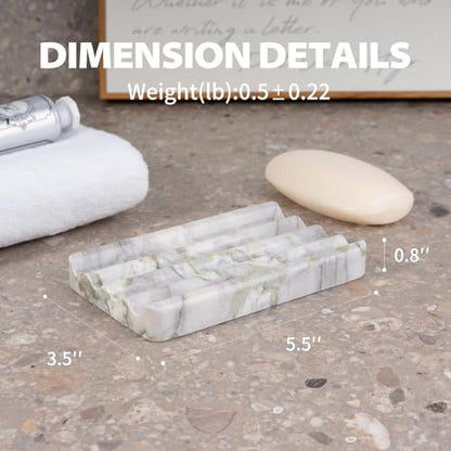2 Pcs Soap Holder for Bathroom, Marble Soap Dish for Kitchen Countertop, Tray with Creative Wavy Design, Soap Saver for Bath Tub, Sponges, Italian Natural Stone(Bianco Palomino) - color: Bianco Palomino