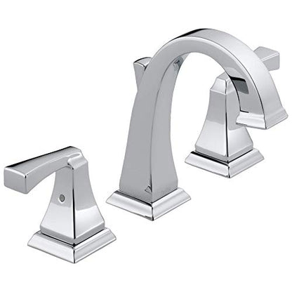 Delta Dryden Chrome Bathroom Faucet 3 Hole, 8 Inch Widespread Bathroom Sink Faucet for Vanity, Metal Push-Pop Drain Assembly, Chrome 3551-MPU-DST