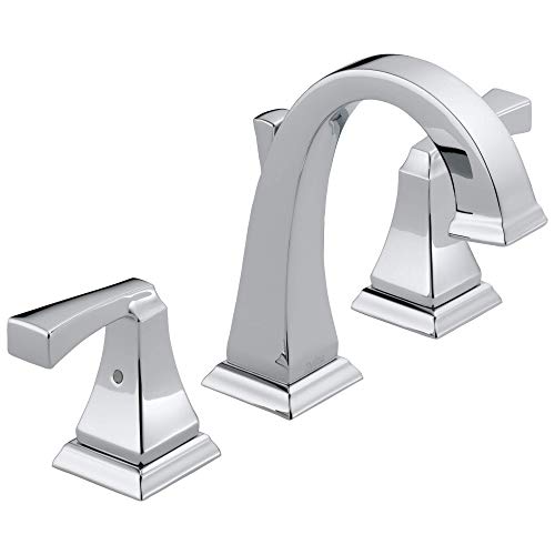 Delta Dryden Chrome Bathroom Faucet 3 Hole, 8 Inch Widespread Bathroom Sink Faucet for Vanity, Metal Push-Pop Drain Assembly, Chrome 3551-MPU-DST