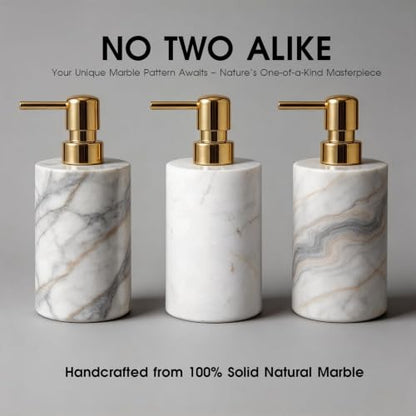 Marble Soap Dispenser, Hand Soap Dispenser for Bathroom Kitchen Countertop - Lotion and Liquid Soap Dispenser (1, White) - color: White