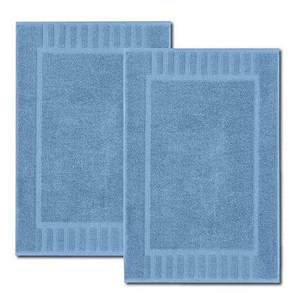 White Classic Luxury Bath Mat Floor Towel Set - Absorbent Cotton Hotel Spa Shower/Bathtub Mats [Not a Bathroom Rug] 22"x34" | 2 Pack | Light Blue - color: 13: Light Blue