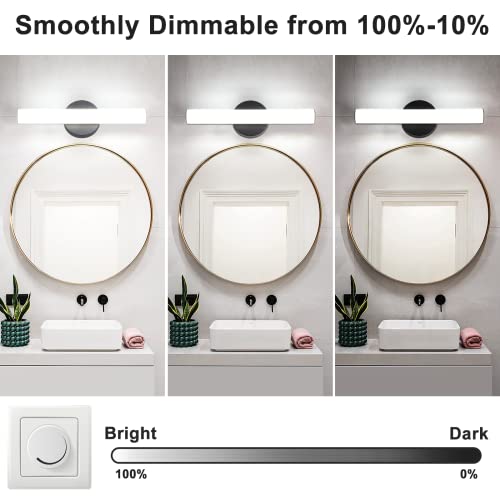 Modern Dimmable LED Vanity Light Bar Lighting, Bathroom Light Fixtures | 15.9 Inch LED Bathroom Light Over Mirror, 15W 1300LM Daylight White 5000K Wall Sconces Lighting, Black Bath Lamp, 2-Pack - size: 2 Count (Pack of 1)