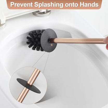 Toilet Brush and Holder Set Rose Gold Freestanding for Bathroom - color: Rose Gold