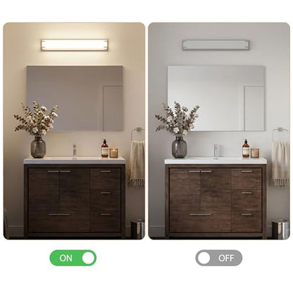 URSOLA LED Bathroom Light Fixture Over Mirror 24.4" Vanity Light with Milky White Lampshade 4000K Daylight Brushed Nickel Bath Bar (Brushed Nickel) - color: Brushed Nickel, size: 24inch