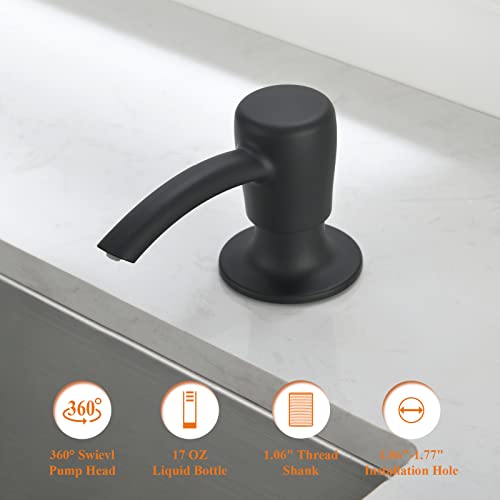 RULIA Kitchen Sink Soap Dispenser, Build in Sink Soap Dispenser, Deck Mounted Soap Dispenser, Matte Black RB2006 - color: Matte Black