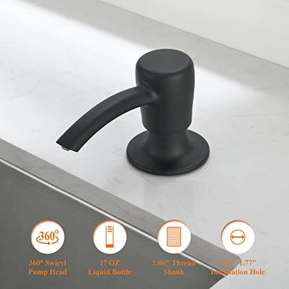 RULIA Kitchen Sink Soap Dispenser, Build in Sink Soap Dispenser, Deck Mounted Soap Dispenser, Matte Black RB2006 - color: Matte Black
