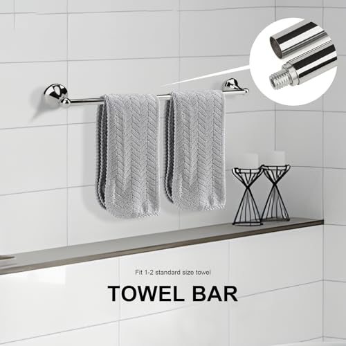 4 Piece Antique Bathroom Hardware Accessories Set Chrome,Towel bar Set 24 Inch Towel Bar Set,Towel Rack Set,Bathroom Towel Holder Set - color: Chrome