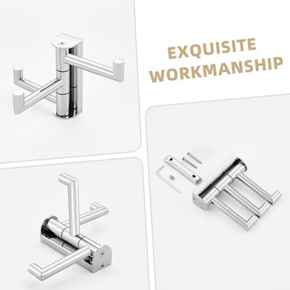 Suyar Bathroom Towel Hook Polished Chrome, Swivel Robe Hook with 3 Arms | SUS304 Stainless Steel, Wall Mounted - color: Polished Chrome, size: 1 Pack