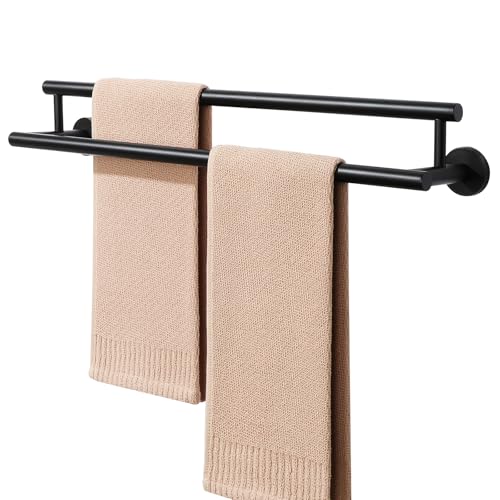 Alise Double Towel Bar Black,24" Towel Racks for Bathroom Wall Mounted | Bathroom Towel Rack SUS304 Stainless Steel Bathroom Towel Holder Quick Drying Hand Towel Holder Towel Bar for Walls - color: Matte Black, size: 24-Inch (2-Bars)