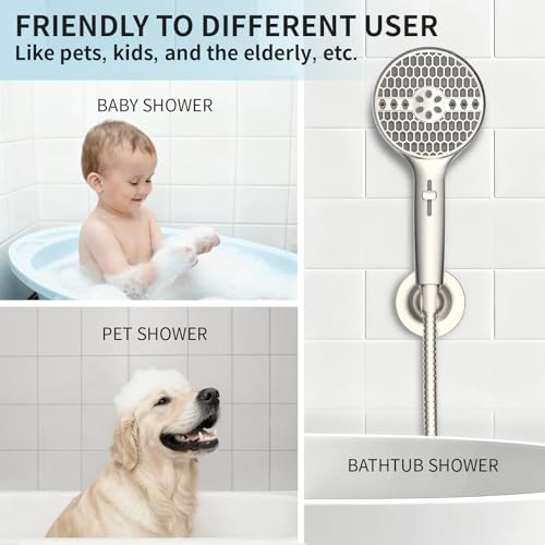 Brushed Nickel Handheld Shower Head, 9 Spray Modes High Pressure Showerhead | 71 Inch Kink-free Hose, Power Wash for Low Pressure Homes, Pet Tub Tile Cleaning - color: Brushed Nickel- 4.53 Inch