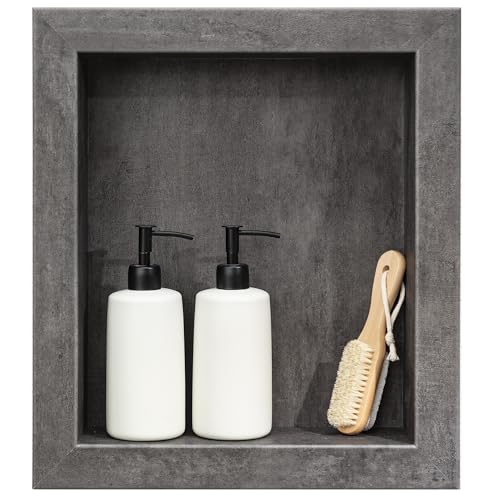 Palisade 17.5 in x 15.5 in Vinyl Shower Niche Ashen Slate | Waterproof Shower Insert - color: Ashen Slate
