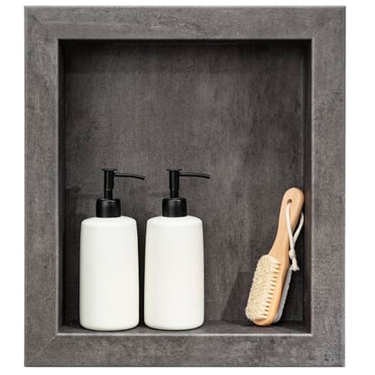 Palisade 17.5 in x 15.5 in Vinyl Shower Niche Ashen Slate | Waterproof Shower Insert - color: Ashen Slate