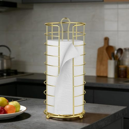 Toilet Paper Holder Stand,Freestanding,Gold | Bathroom Toilet Paper Organizer, 3 Mega Roll Toilet Paper Holder for Under Sink, Vanity, Cabinet Shelf - color: Gold