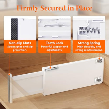 Lifewit 5" Tall Upgrade Drawer Dividers, Adjustable Deep Drawer Organizer | 13.5"-22" Expandable White Drawer Separator for Clothes, Dresser/Kitchen/Closet/Bedroom/Office Organization & Storage, 5 Pack - size: 5"H, 13.5-22"L