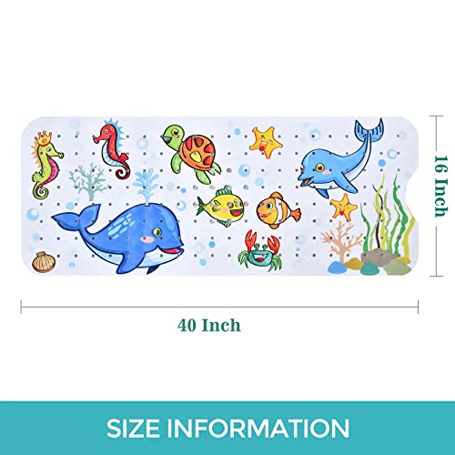 Baby Bath Mat for Tub Kids Non Slip Bathtub Mats Baby Extra Long 40X16 Inch Bathroom Toddler Anti Slip Shower Mat with Suction Cups & Drain Holes,Machine Washable,Whale - color: Dolphinmats