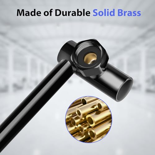 5"Adjustable Shower Extension Arm with Push-Button Lock Easy Install Black | Solid Brass One-Hand Adjust height High pressure resistance, long-term durability for All Rain & Handheld Showerheads - color: Matte Black, size: 5 Inches