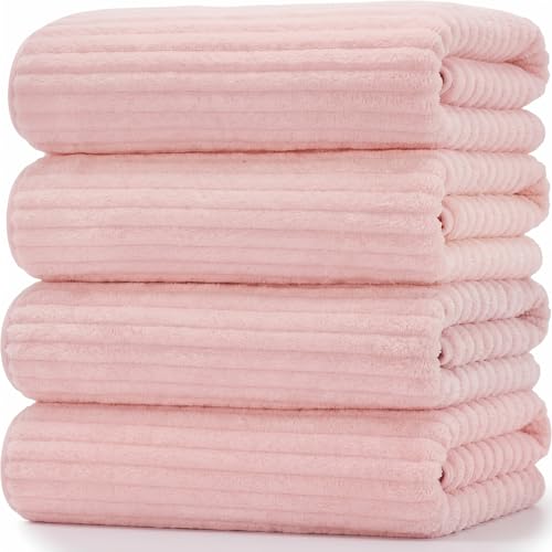 4 Pcs Extra Large Bath Towel 40x80'',Pink - color: Pink