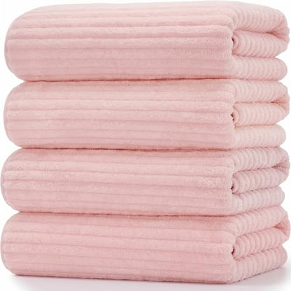 4 Pcs Extra Large Bath Towel 40x80'',Pink - color: Pink
