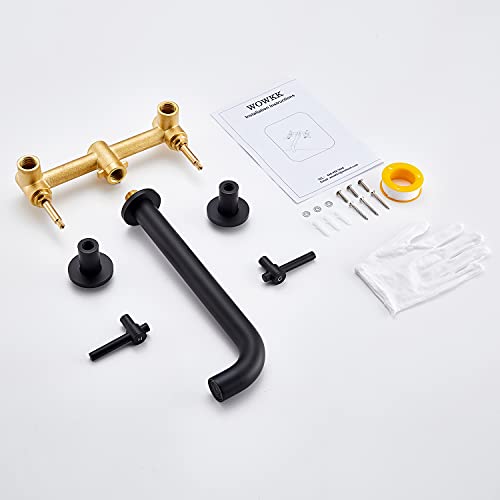 Wall Mount Tub Filler Black Tub Faucet Brass Bathroom Bathtub Faucets with 2 Handles - color: Black