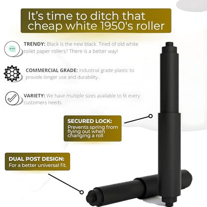 Black Toilet Paper Holder Spring Rod | Toilet Paper Roller Replacement | 6 Inch Toilet Paper Holder Replacement Rod | Durable Plastic Spindle – Fits All Standard Tissue Rolls