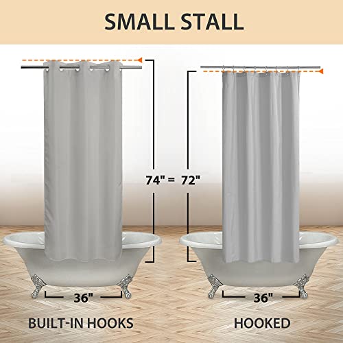 River Dream Stall Size No Hook Grey Shower Curtain Soft Microfiber - 36" Wide Small Fabric Shower Curtain Set for Narrow Stall, Waterproof & Washable, Bottom Magnets, Gray, 36x74 - color: Grey, size: 36"W x 74"L (Pack of 1)