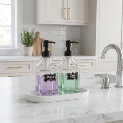 JASAI 2Pack Hand & Dish Glass Soap Dispenser with Black Rust Proof Pump | Refillable Dish Soap Dispenser with Sturdy 304 Stainless Steel Pump Pump for Kitchen and Bathroom. - color: 2 Pack Matteblack