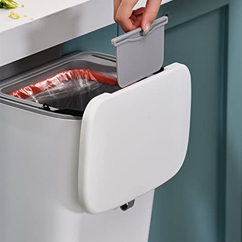 Hanging Trash Bin Wall Mounted Waste Bin Gargabe Waste Can for Bathroom Kitchen (White) - color: White