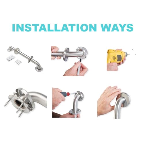24” Shower Handle Smooth Grip | 304 Stainless Steel Grab Bars for Bathtubs and Showers | Brushed Nickel ADA Standard Hand Rails for Seniors, Children, Injured People | Supports Upto 400lbs - size: 24 in. Smooth Grip