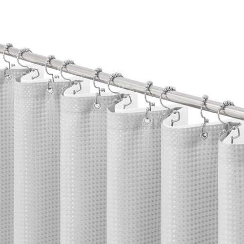 2 in 1 Light Grey Shower Curtain Set with PEVA Liner, 72 x 72 | Modern hotel style, contemporary bathroom decor, dual-layer design, water-resistant fabric, standard shower space - color: 2 in 1 - Light Grey, size: 72"W x 72"L (Pack of 1)