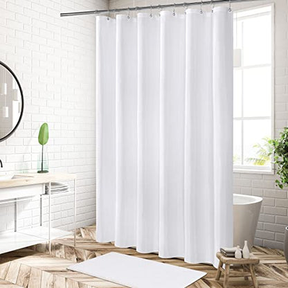 MitoVilla 60x72 White Fabric Shower Curtain Liner, Just-Right Width for Standard Tub Shower Combo, Water Repellent Hotel Cloth Liner with Metal Grommets, Machine Washable - color: Fabric - White, size: 60"W x 72"L (Pack of 1)