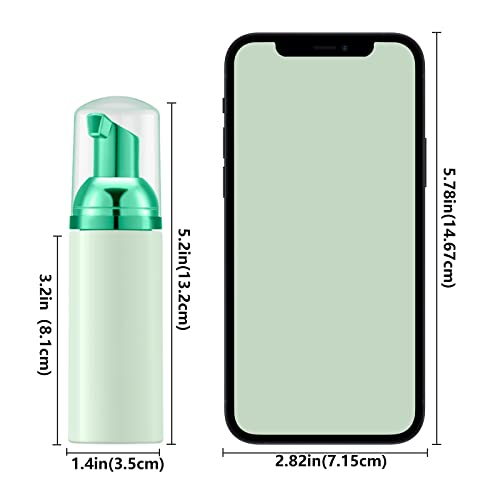 Lil Ray 2 Oz Empty Green Foam Pump Bottle, Travel Foamer Soap Dispenser for Lash Shampoo, Hand Soap, Foaming Cleaner(Green Pump, 12 PCS) - color: Green